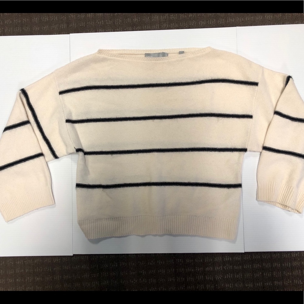 Cream colored Vince sweater with black stripes